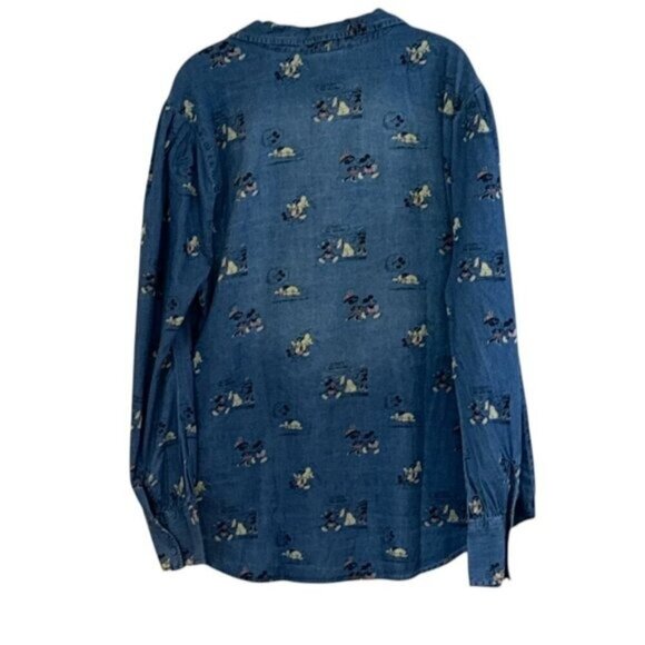 Disney Parks "Her Universe" Button Front Long Sleeve Denim Shirt Blue Sz XL - Picture 3 of 6